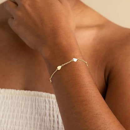 3mm Diamond Classic Tennis Bracelet for Women Dainty, Gold Jesus Cross Bracelets Trendy, 14K Gold Plated Heart/Evil Eye/Pearl/Starfish & Seashell Charm Bracelets for Women Bulk - style: 5 Heart-Gold