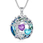 TOUPOP s925 Sterling Silver Family Celtic Tree of Life Pendant Necklaces with 2 Heart Birthstone with Blue Austrian Crystal Jewelry Birthday Valentines Day Gifts for Her, Anniversary Christmas Gifts for Wife Girlfriend Mom (18K Real White Gold Filled) - c