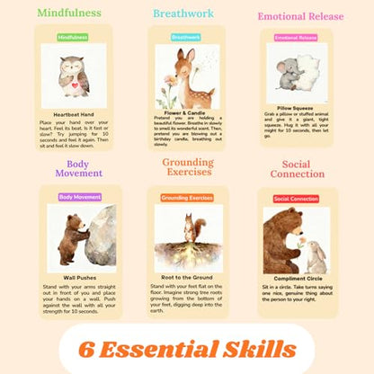 Somatic Therapy Cards for Kids, 52 Mindfulness & Emotional Regulation Activities for Calm, Focus, Coping Skills - Social Emotional Learning Tools for Parents, Therapists, Ages 6–12, Calm Down Corner