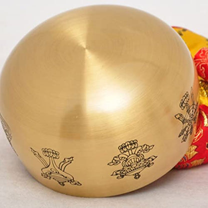 Brass Singing Bowls Meditation Sound Bowl Eight Auspicious Copper Chime Lotus Copper Chime Bowl Copper Crafts Ornaments，A - color: A