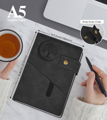Blank Journal Notebook, A5 Hardcover Leather Sketchbook with 200 Pages Thick Blank Paper for Men Women, Unlined Drawing & Writing Journal, 5.9" x 8.4" Plain Notebook (black) - color: Black, size: Blank Page