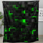 Lightweight Fleece Blanket,Super Soft Cozy Fluffy Plush Geometric Green Black Abstract Ombre Print Throw Blanket for Couch, Sofa, Bed 47"x59" - color: Geometric Green Black