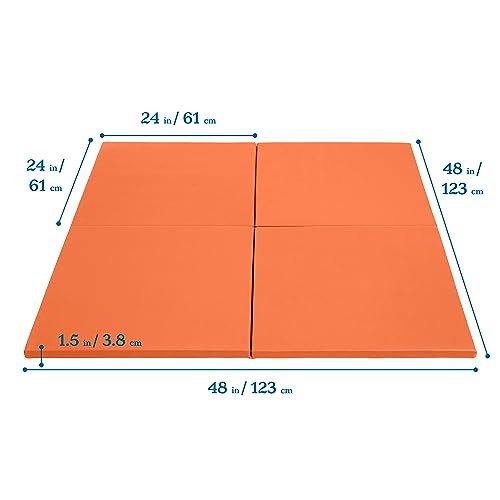 ECR4Kids SoftZone Play Patch Activity Mat Squares, Modular Playmat, Orange, 4-Pack - color: Orange