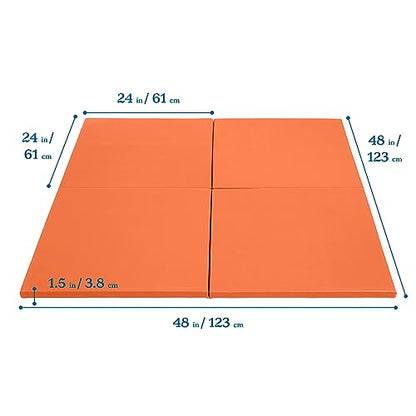 ECR4Kids SoftZone Play Patch Activity Mat Squares, Modular Playmat, Orange, 4-Pack - color: Orange