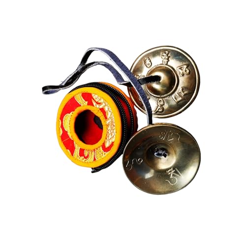 Tibetan Tingsha Bell Set - Tibetan Cymbals - for Sound Healing, Yoga, Meditation, and Mindfulness,Handmade in Nepal,Made of Bronze,Om Mantra Pattern,6.5cm/2.6 inch - color: 9-Bronze-Om-6.5cm