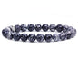Keleny Gem Semi Precious Gemstones 8mm Natural Quartzite Stone Round Beads Crystal Stretch Bracelet 7 Inch Unisex - color: Grey Frosted Picasso Jasper