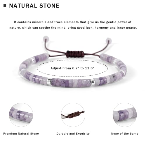 VIBILIA Get Well Gifts for Women, Inspirational Gifts Natural Stone Healing Bracelet, Thinking of You Encouragement Strength Bracelets for Women on Birthday Valentine's Day Easter Mother's Day - color: F. Purple Mica