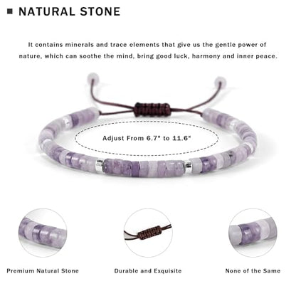VIBILIA Get Well Gifts for Women, Inspirational Gifts Natural Stone Healing Bracelet, Thinking of You Encouragement Strength Bracelets for Women on Birthday Valentine's Day Easter Mother's Day - color: F. Purple Mica