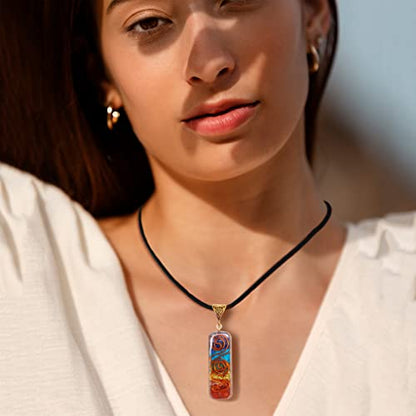 7 Chakra Necklace and Bracelet Set for women & men Orgone Healing Pendant with Adjustable Cord – Chakra Necklace and bracelet jewelry set for spiritual healing | Healing Crystal Mothers Day Gift