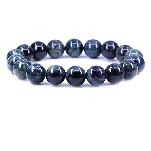 Amandastone Natural Gemstone 10mm Round Beads Stretch Bracelet 7 Inch - color: Kambaba Jasper