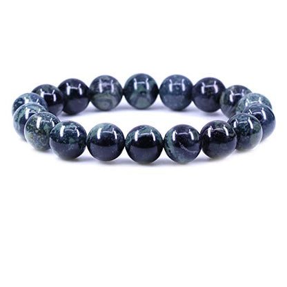 Amandastone Natural Gemstone 10mm Round Beads Stretch Bracelet 7 Inch - color: Kambaba Jasper