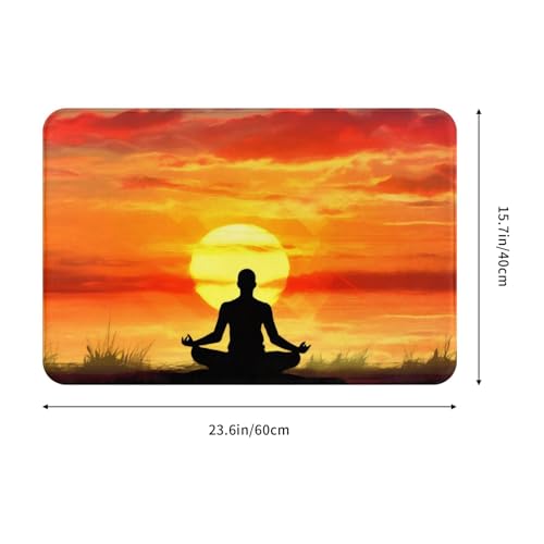 Yoga Meditation Print Flannel Anti-Slip Mat 16x24in Polyester Floor Covering, Full Single-Side Printed - color: Yoga Meditation