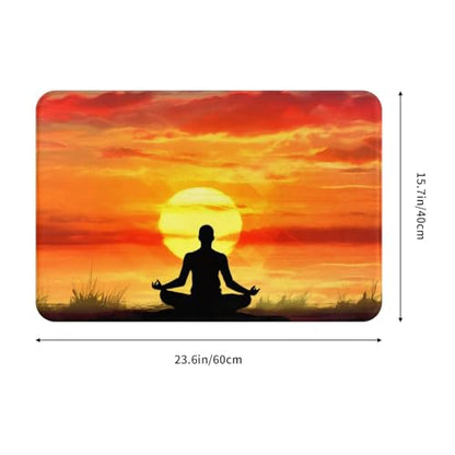 Yoga Meditation Print Flannel Anti-Slip Mat 16x24in Polyester Floor Covering, Full Single-Side Printed - color: Yoga Meditation
