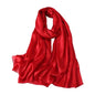 100% Mulberry Silk Long Scarf for Women Large Shawls for Headscarf and Neck- Oblong Hair Wraps with Gift Packed - color: Solid Color-red