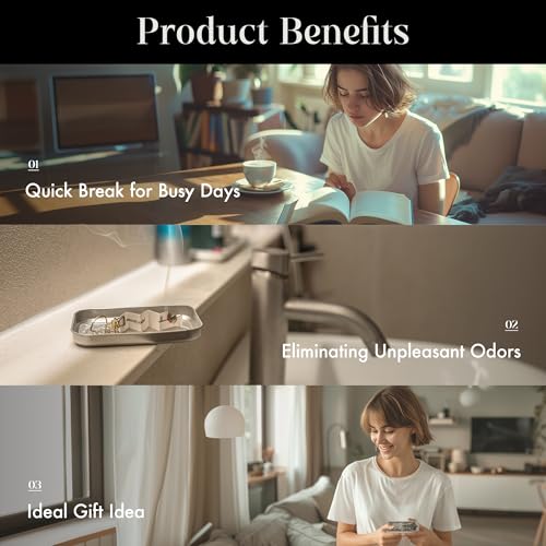 Paper Incense - 48pcs with Vintage Tin Case, Burning Papers Infused with Natural Essential Oils, Quick Usage & Long-Lasting Fragrance, Eliminating Bathroom, Kitchen, Pet Odors - Cedarwood & Hinoki