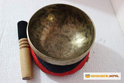 Singing Nepal Solar Plexus Chakra E Note Authentic Hand Hammered Tibetan Meditation Singing Bowl 7 Inches - Yoga Old Bowl
