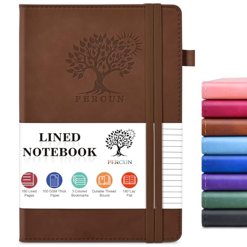 Lined Journal Notebook for Men & Women, 160 Pages Leather Journals for Writing, A5 Hardcover Notebooks for Note Taking, Work, School, Business, Travel,Daily Diary 5.9" x 8.5" (Brown) - color: Brown, size: Lined Page