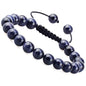 MASSIVE BEADS Natural Healing Power Gemstone Crystal Beads Unisex Adjustable Macrame Bracelets - color: Blue Sand, size: 8mm