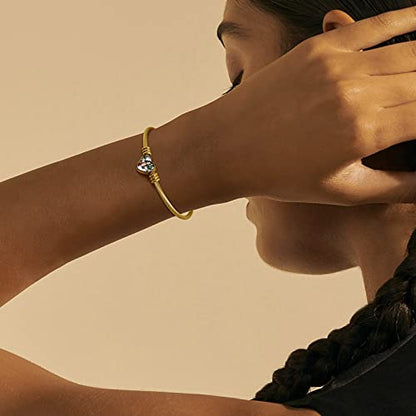 U7 Unisex Simple Cuff Bracelet 18K Real Gold Platinum Plated Fine Bracelets Fashion Jewelry Open Bangle Cuff Bracelets, Twisted or Heart Style - color: K.Heart photo-gold