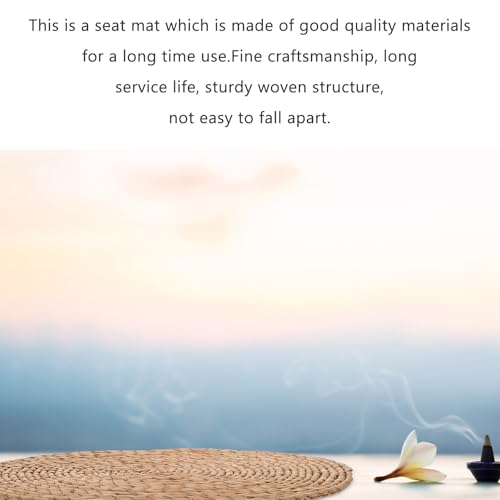 UKCOCO Thickened Straw Woven Meditation Cushion 1.5cm Natural Tatami Floor Seat Pad Round Indoor Sitting Mat for Zen, Yoga, and Home Use