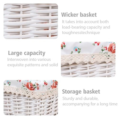 KINGWILLOW Woven Rectangular Wicker Storage Basket,Small Organizer Box - color: White-Wicker