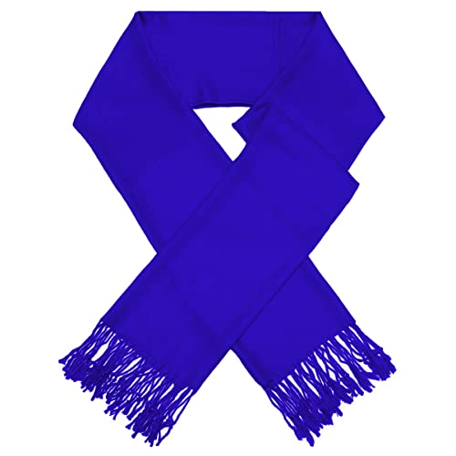 Glory Max Women Large Soft Silky Pashmina Shawl Wrap Scarf in Plain Solid Colors - color: Royal Blue