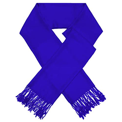 Glory Max Women Large Soft Silky Pashmina Shawl Wrap Scarf in Plain Solid Colors - color: Royal Blue