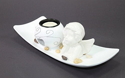 Zen Tabletop Love Angel Cupid Rock Candle Holder Home Decor Relaxing Tranquility Gift (idea for Valentine's Gift)