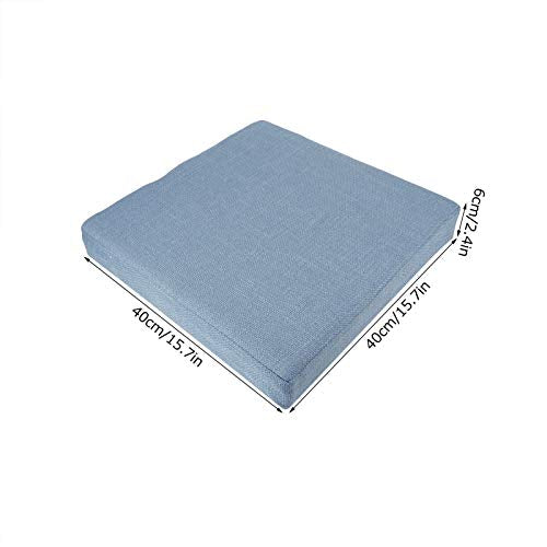 Household Square Floor Cushion for Yoga and Meditation, Removable Washable Meditation Mat Cushion - color: square linen blue