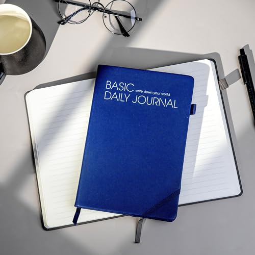 CAGIE A5 Lined Journal Notebook 256 Pages Journals for Writing with Pen Loop Hardcover Journaling Notebooks with Inner Pocket, 5.7" x 8.3", Blue - color: 01 blue