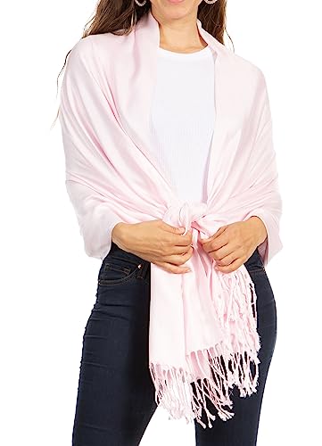 Sakkas 78" X 28" Rayon from Bamboo Soft Solid Pashmina Feel Shawl/Wrap/Stole - color: Bubblegum Pink
