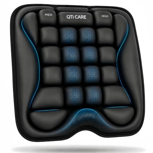 Airplane Seat Cushion, Inflatable Travel Cushion for Long Flights, Press-Type Portable Seat Pad with Built-in Pump, Comfortable Cushion for Air Travel, Car, Office Chair, Wheelchair - color: Black Xxl
