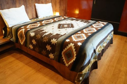 AHUAY Premium Hypoallergenic Alpaca Wool Blanket – Reversible 2-in-1 Andean Geometric Throw, Ultra Soft Warm Lightweight, Handmade in Ecuador (Tungurahua Brown Coffee, King) - color: Tungurahua Brown Coffee, size: King (100" x 83")