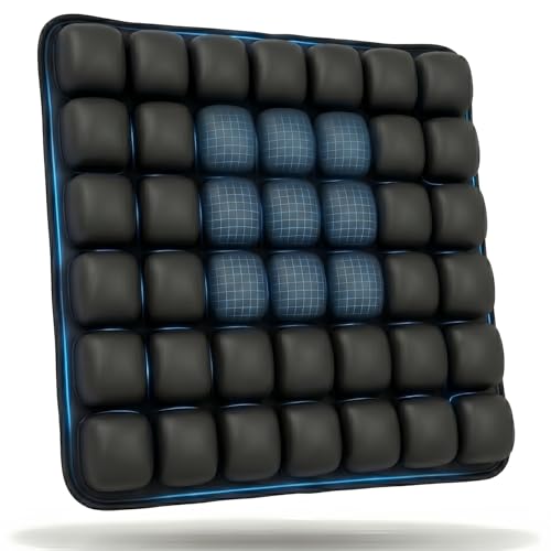 Airplane Seat Cushion, Inflatable Travel Cushion for Long Flights, Portable Travel Seat Cushion with Built-in Press Pump - color: Black L