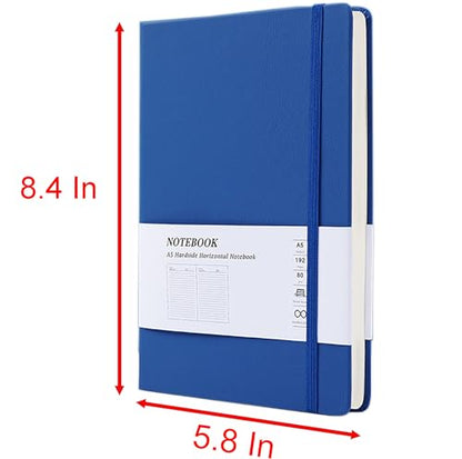 Hardcover Journal Notebook, 1 Pcs A5 PU Leather Cover With Bandage 96 Sheets (192 Pages) 9 mm Ruled Diary Notebooks (blue) - color: blue