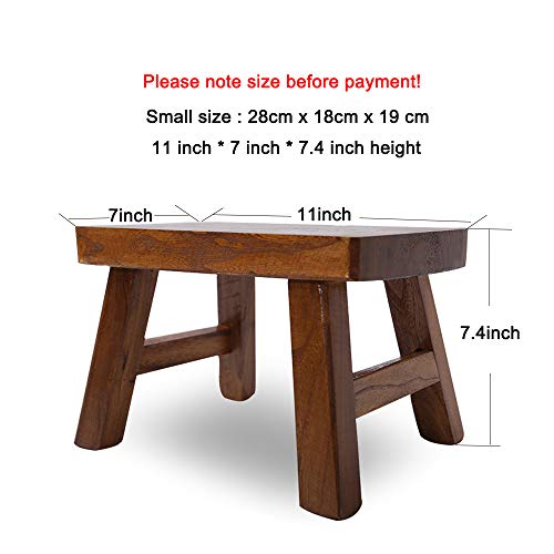Sturdy Step Stool Footstool Solid Wooden Small for Kids Adults Sink Plant Stand Fishing Stool (Brown) - color: Brown