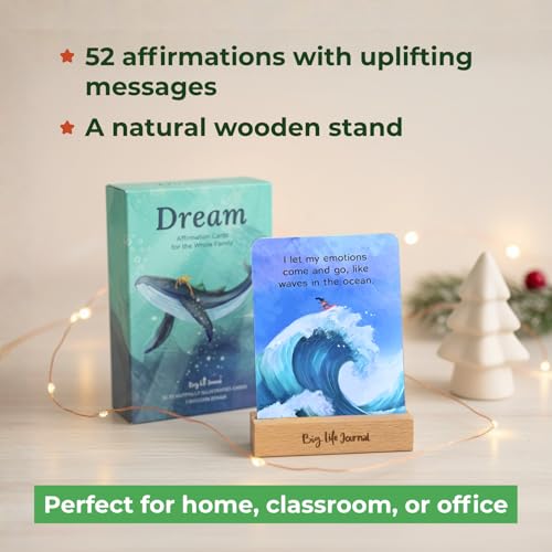 Big Life Journal Dream Affirmation Cards for Kids – 52 Illustrated Positive Message for Kids & Teens with Display Stand – Inspire Gratitude, Confidence & Joy – Gift for Teachers, Family & Friends