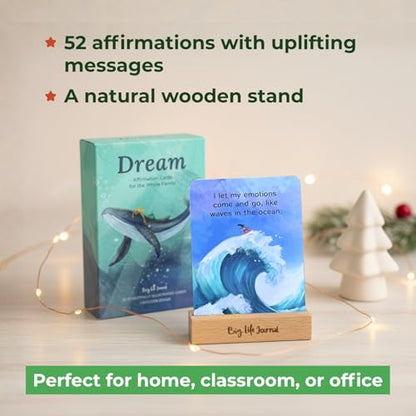 Big Life Journal Dream Affirmation Cards for Kids – 52 Illustrated Positive Message for Kids & Teens with Display Stand – Inspire Gratitude, Confidence & Joy – Gift for Teachers, Family & Friends