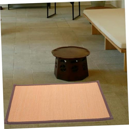 Woven Meditation Cushion Thick Floor Mat for Sitting Classic Carbonized Tatami Style Seat Pad for Bedroom Yoga Office Design with Smooth Surface