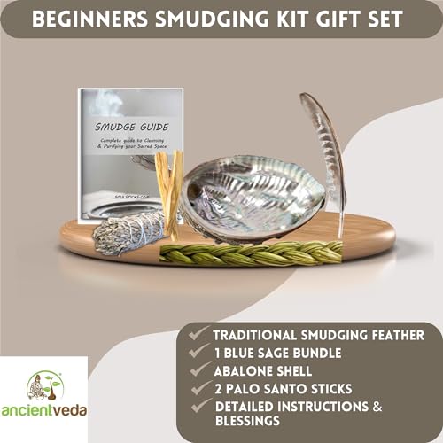 Ancient VEDA Sage Smudge Kit | Blue Sage, Sweetgrass & Palo Santo Sticks - Meditation, Yoga & Home Cleansing Kit - color: Blue Sage, size: Healer's Kit
