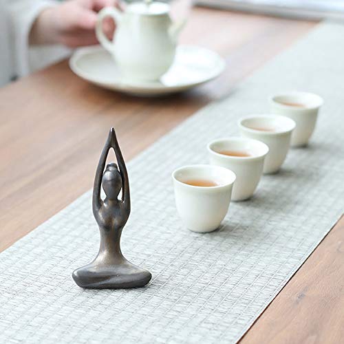 OwMell Lot of 4 Meditation Yoga Pose Statue Figurine Ceramic Yoga Figure Set Decor - Patina Gold - color: Patina Gold