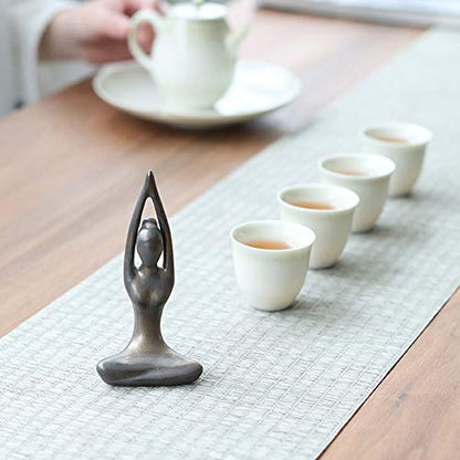 OwMell Lot of 4 Meditation Yoga Pose Statue Figurine Ceramic Yoga Figure Set Decor - Patina Gold - color: Patina Gold