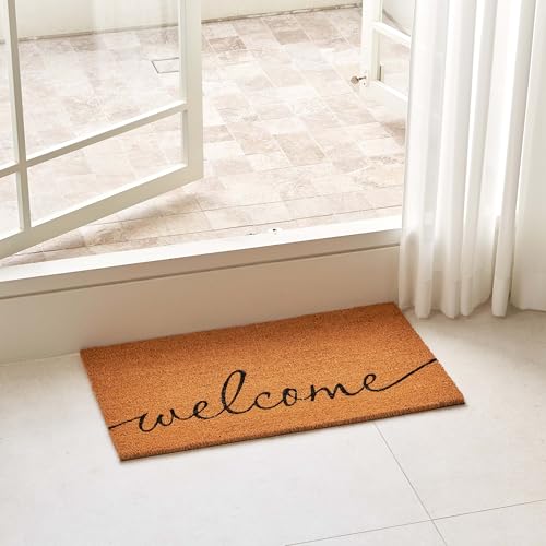 Coco Coir Door Mat with Heavy Duty Backing, Welcome Doormat (17" x 30"), Doormat Entrance (Welcome1-1Pack) - color: Welcome1 - 1pack