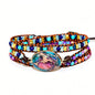 Handmade Boho Wrap Bracelets Natural Turquoise Crystal Stone Variety Beaded Strand Bracelet - color: Purple