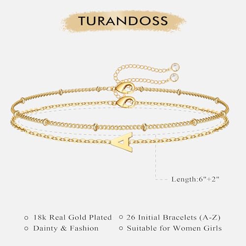 Gold Initial Bracelets for Women Girls - 18K Gold Plated Layered Letter A-Z Initial Bracelets Dainty Letter Bracelet for Women Trendy Gifts for Mom Wife Friends - color: H