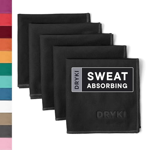 Sweat Absorbing Handkerchiefs - The Original Pocket-Sized Sweat Towels - Quick-Dry Microfiber Sweat Rags for Face, Hands, & Body - Men & Women - Gym, Sports, and Work (Black: 5 Pack) - color: Black, size: 10" x 10"