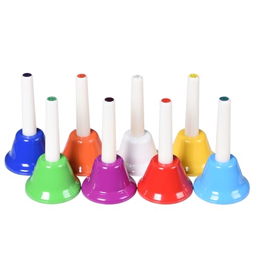 8 Note Hand Bells for Kids Adults, Colorful Merry Handbells Set Musical Instruments