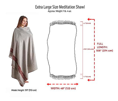 Exotic Meditation Shawl - Large Unisex Prayer Wrap, Oversize Scarf & Versatile Indian Stole Blanket - color: Light Grey