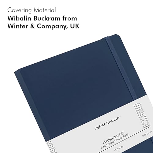 myPAPERCLIP Executive Series A5 Checks/Square Grid Notebook | 192 Pages, 80 GSM, Soft Cover, A5 (5.83 x 8.27 in) | Flat Lay | Bookmark, Elastic Closure & Back Pocket | Blue - color: Blue, size: A5, Checks