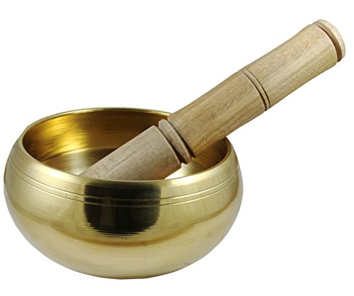 RoyaltyLane Christmas Ideas Gift Brass Metal Tibetan Singing Bowl Red - 4"" Musical Instrument For Meditation With Stick - For Meditation And Healing, SINGING-NEW-231